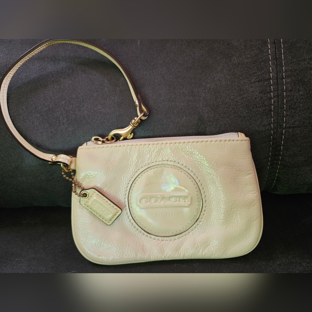 Off white Light Yellow COACH Wristlet